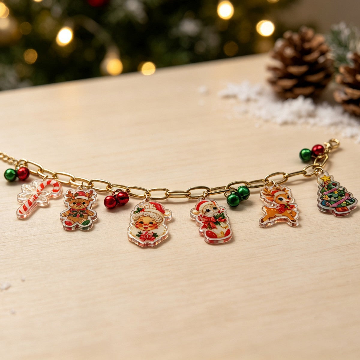 Wholesale Christmas Santa Reindeer Snowflake Acrylic Charm Bracelet Fashion Accessory Gift For Boutique Resale