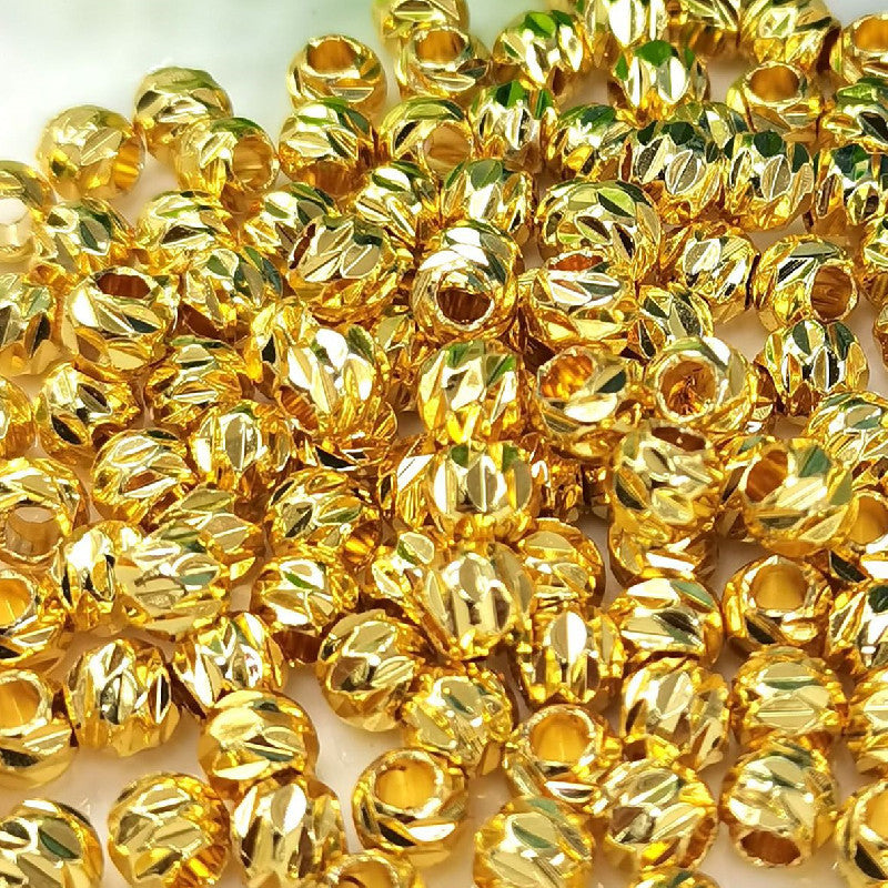 Wholesale of 100PCS Copper Cut Corner Beads with Melon Pattern Round Beads DIY String Beads Separated By Beads