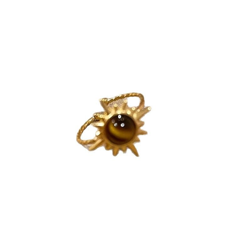 Wholesale Golden Sunflower Tiger Eye Ring