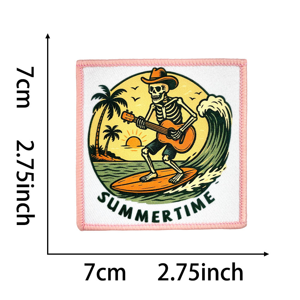 Wholesale Trendy Beach Skull Coffee Mom Theme Iron On Embroidered Patch DIY Decorative Accent For Bags And Coats Resale