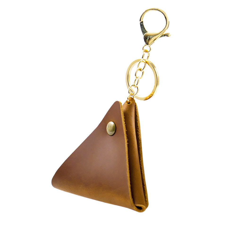 Wholesale Vintage Handmade Top Layer Cowhide Mini Coin Purse Leather Keychain