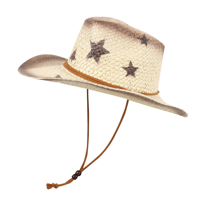 Wholesale Pull Grass Pentagram Retro Western Cowboy Hat