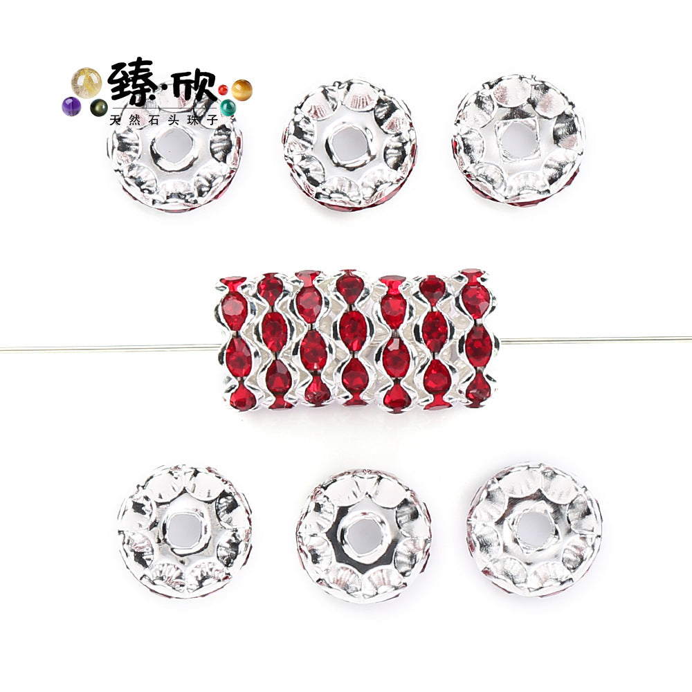 Wholesale 60pcs 12MM Color Wave Rhinestone Diamond Ring Spacer Beads
