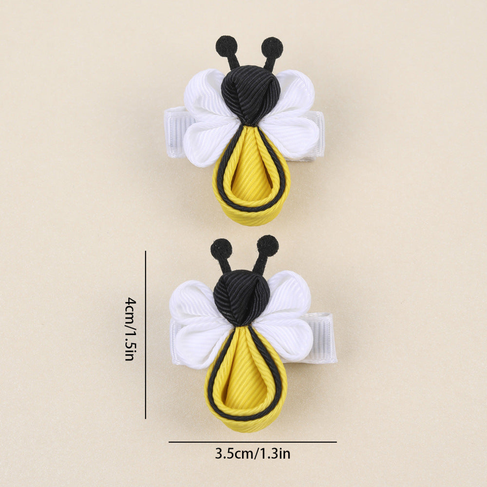 Wholesale 20pcs/pack children' s hair accessories all-match fresh hairpin cute bee ribbon bow hairpin