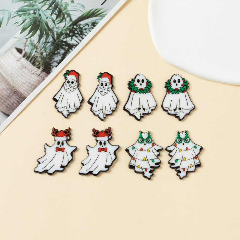 Wholesale 10pcs Double Sided Acrylic Christmas Ghost Pendant Accessories