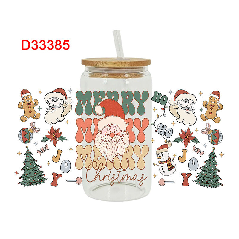 Wholesale Cartoon Christmas Series 16oz Cup UV DTF Wraps