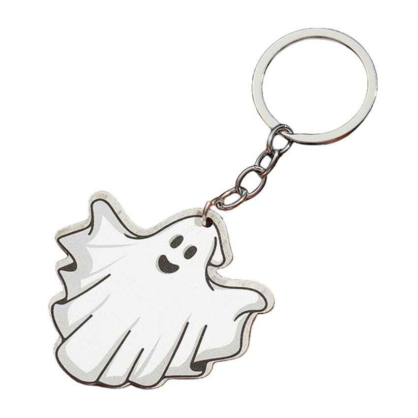 Wholesale Halloween Cartoon Bats, Ghosts, Kittens, Skeletons, Spiders, Pumpkins, Wooden Keychains