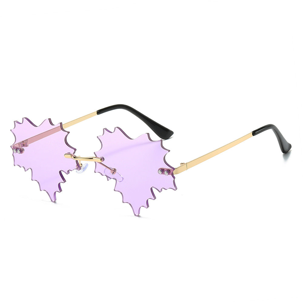 Wholesale Frameless Plant Maple Leaf Shape Fashion Sunglasses