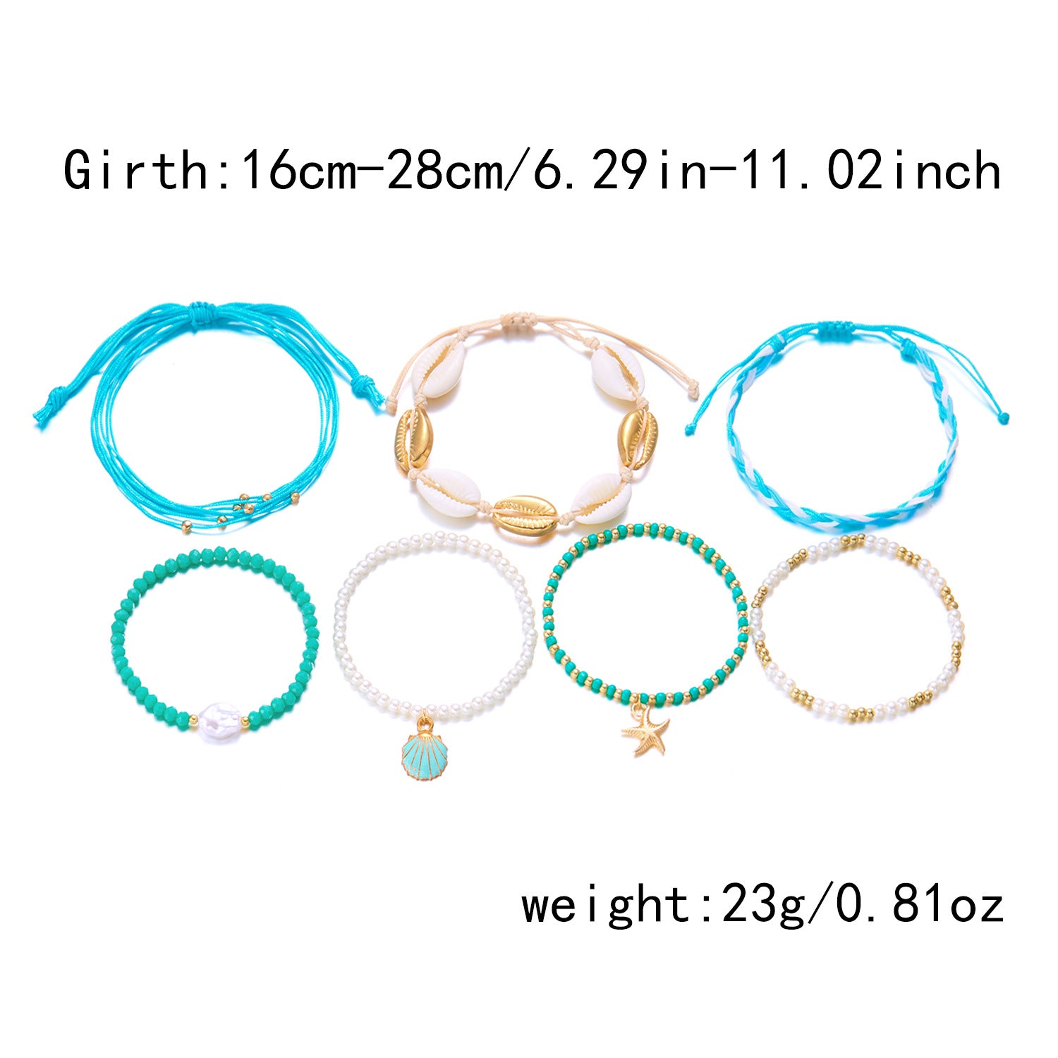 Wholesale Bohemian Starfish Beaded Shell Bracelet Evil Eye Bracelet Set