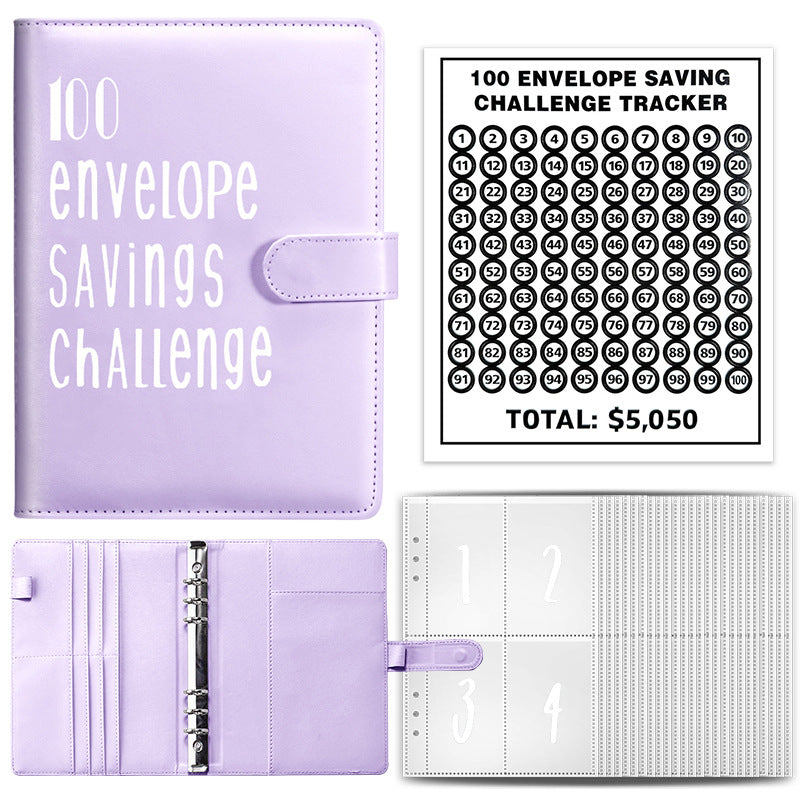 Wholesale of 100 Envelope Challenge PU Deposit Book Loose Leaf Cash Notebook