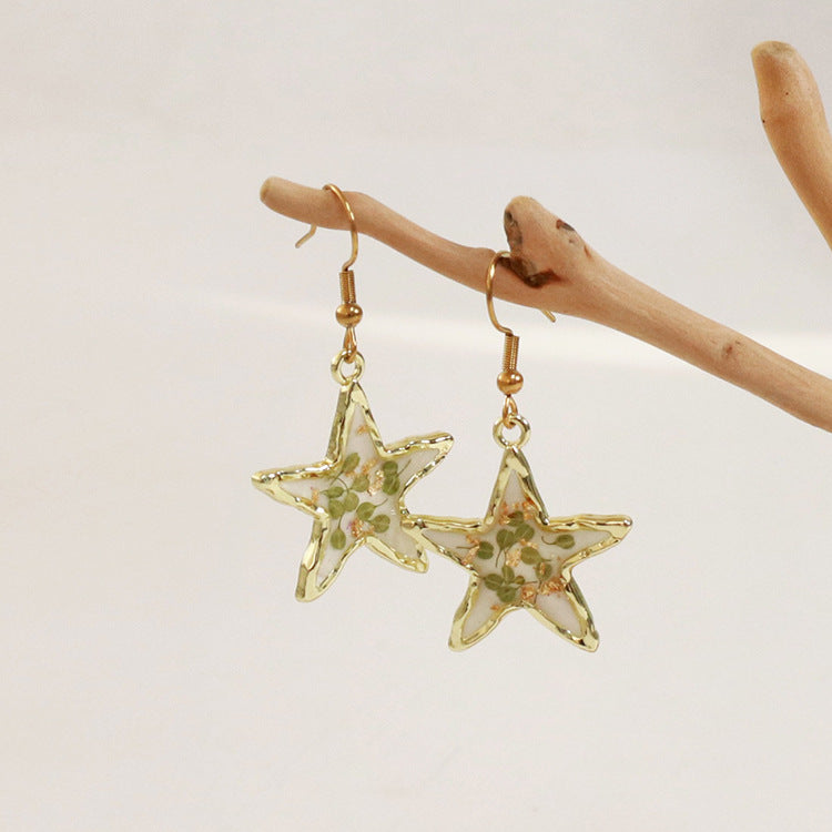 Wholesale 6pcs Small Fresh Five-pointed Star-shaped Immortal Flower Earrings