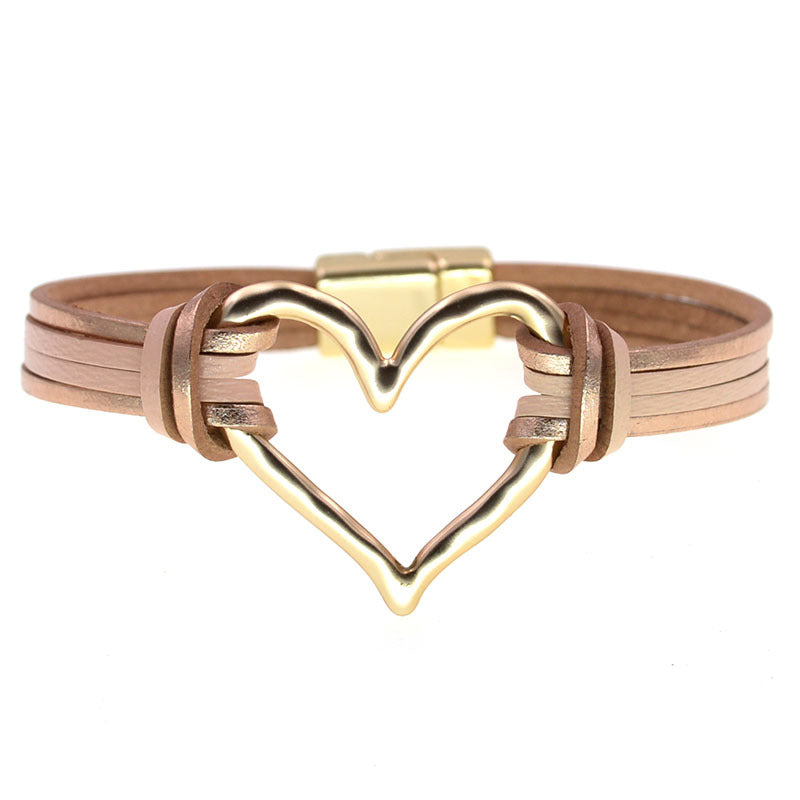 Wholesale Layered large heart-shaped women' s bracelet