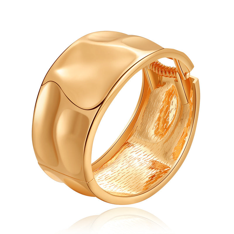 Wholesale Irregular Concave and Convex Gold and Silver Tinfoil Wide Design Exaggerated Bracelets