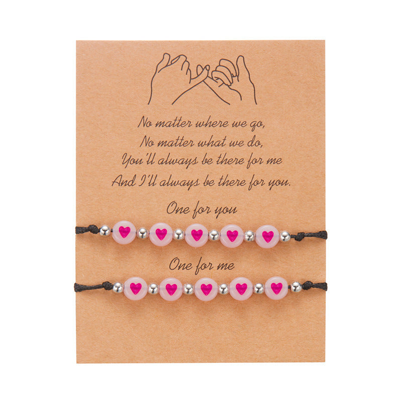 Wholesale Luminous Love Braided Adjustable Bracelet Set