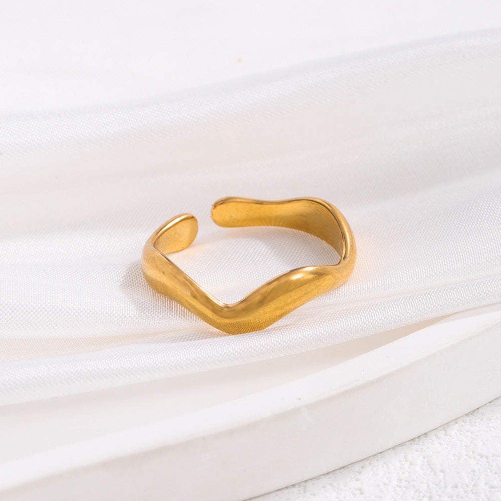 Wholesale Wave plain ring open titanium steel adjustable ring