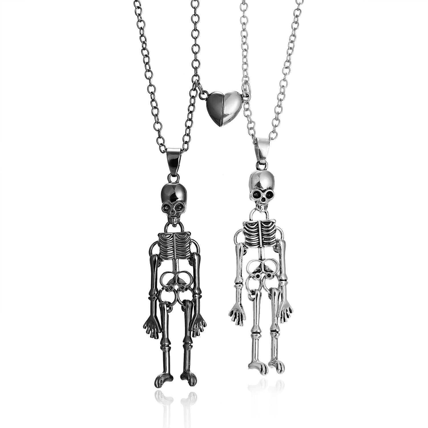 Wholesale Valentine' s Day Love Skeleton Ghost Magnet Hand in Hand Necklace
