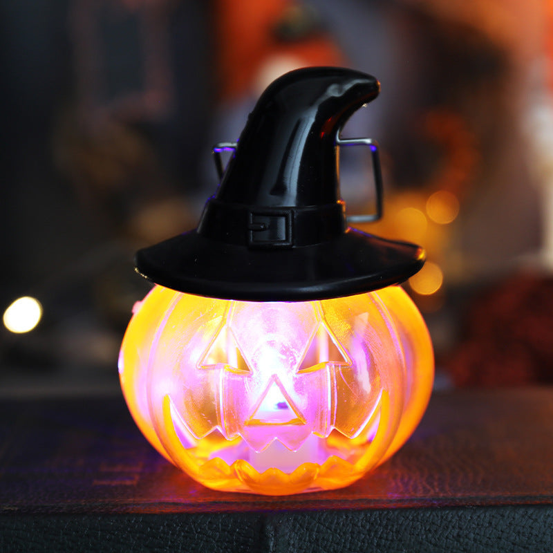 Wholesale Halloween Plastic Pumpkin Lantern Electronic Candle Light Ornament Decoration Props