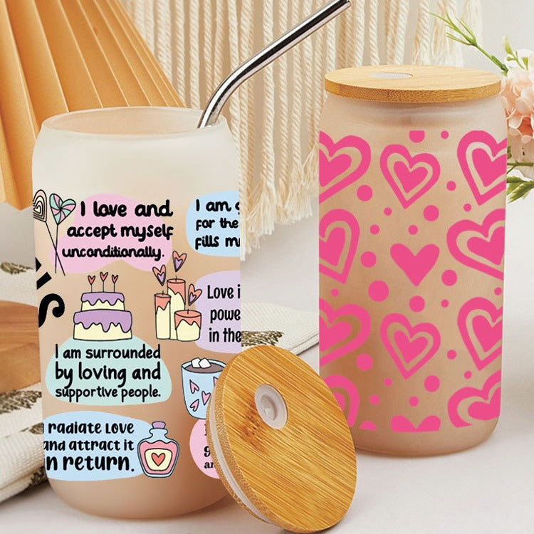 Wholesale Pink Love Wedding 16oz Cup UV DTF Wraps
