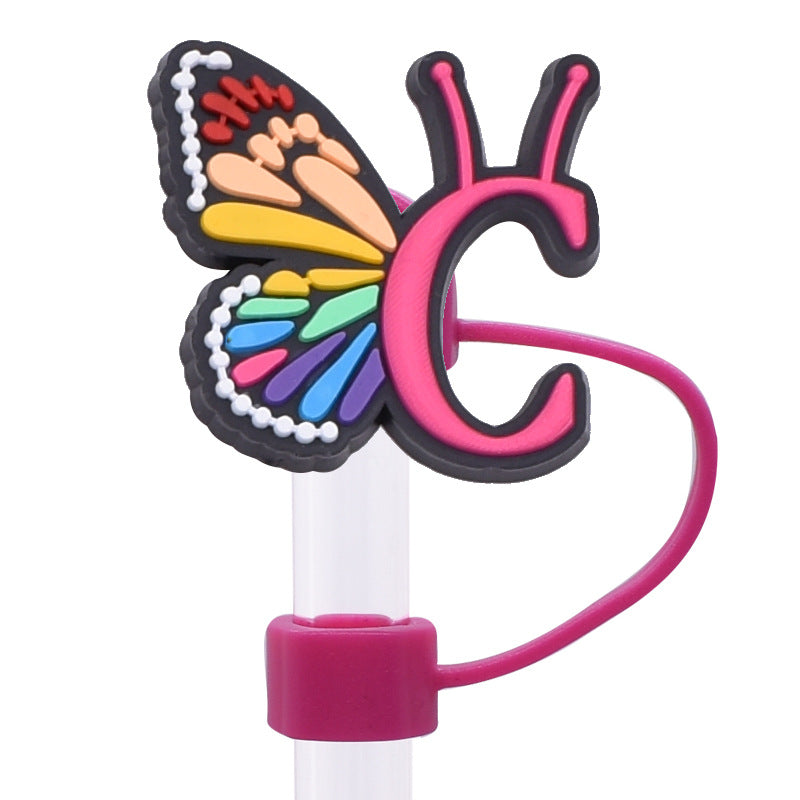 Wholesale  Random 100pcs/pack   Butterfly letter dustproof straw cover  Straw Tube Cap