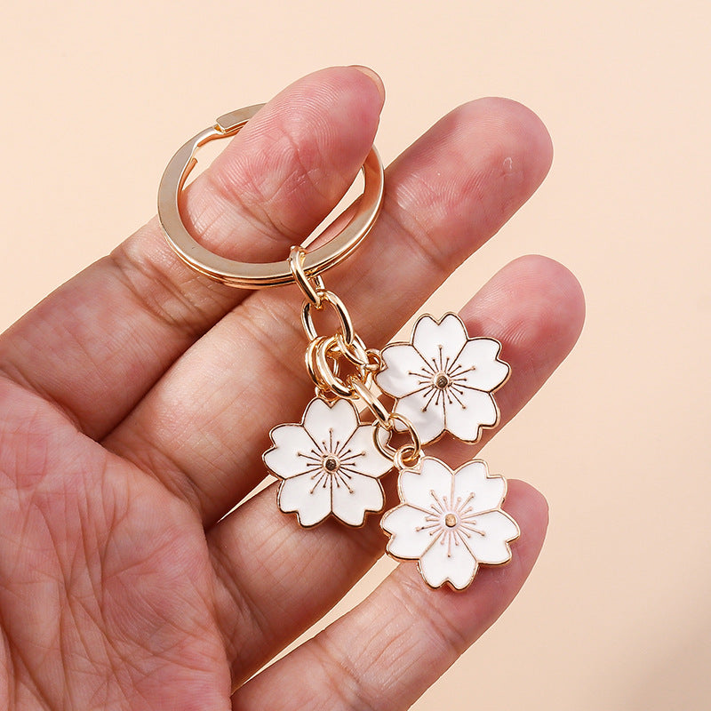 Wholesale Cherry Blossom Metal Keychain Handbag Decoration Pendant Accessories