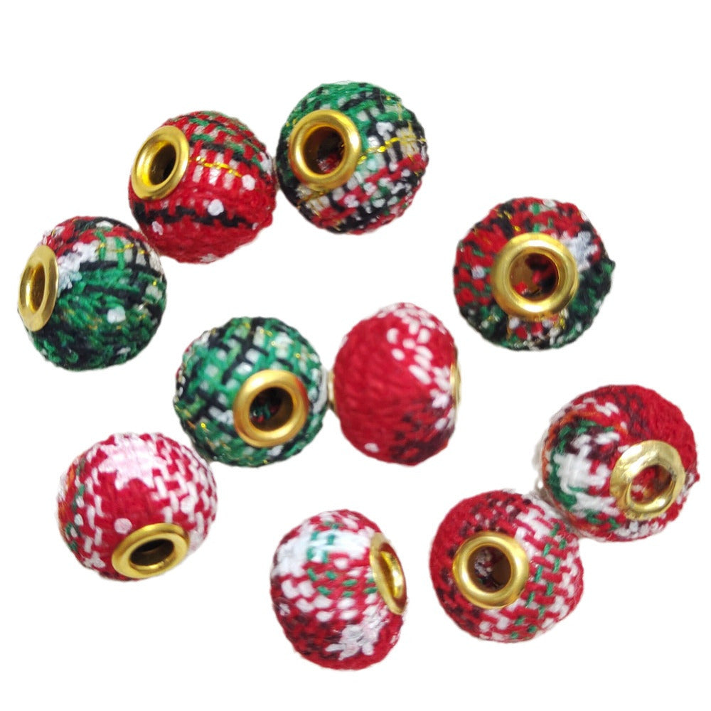 Wholesale 100pcs 15mm Christmas Fabric Beads