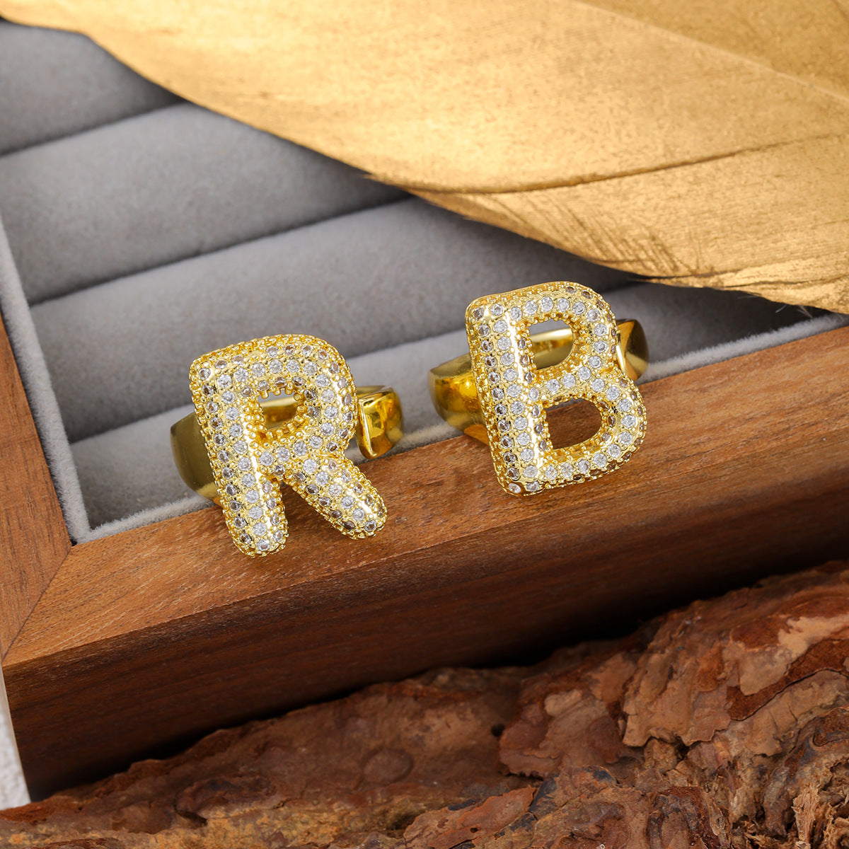 Wholesale  Gold Plated Copper Set with Zircon Open Ring