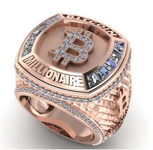 Wholesale Rose gold letter B commemorative full diamond ring