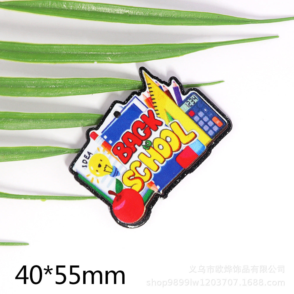 Wholesale 10pcs New loose powder cartoon teacher stationery style personalized bag jewelry acrylic pin cute DIY patch