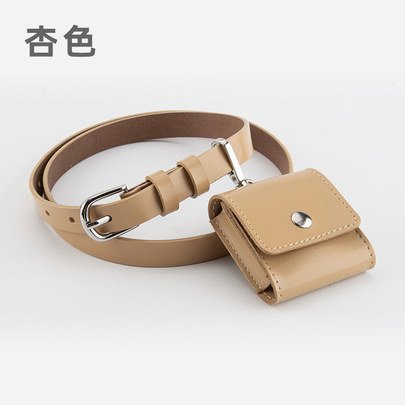 Wholesale Belt bag integrated genuine leather waist hanging headphone bag