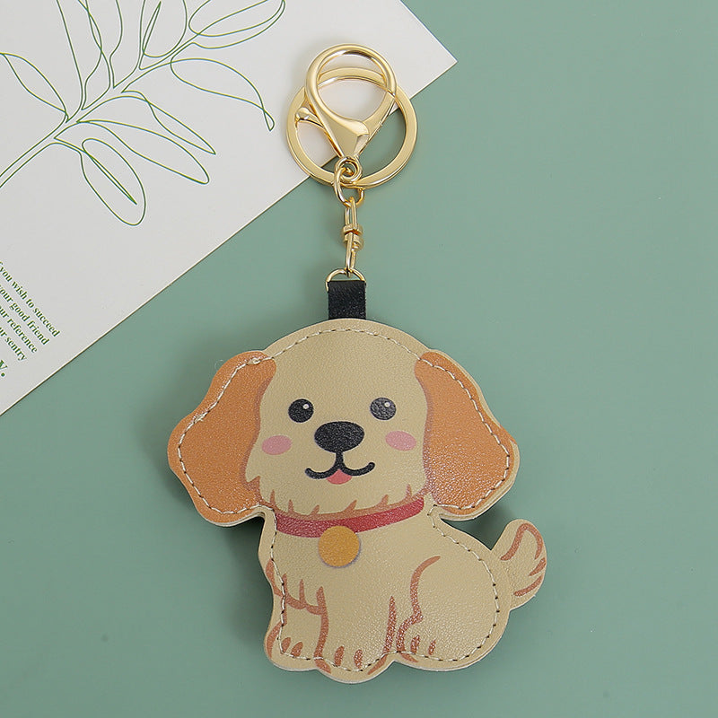 Wholesale Cute PU Leather Golden Retriever Puppy Keychain