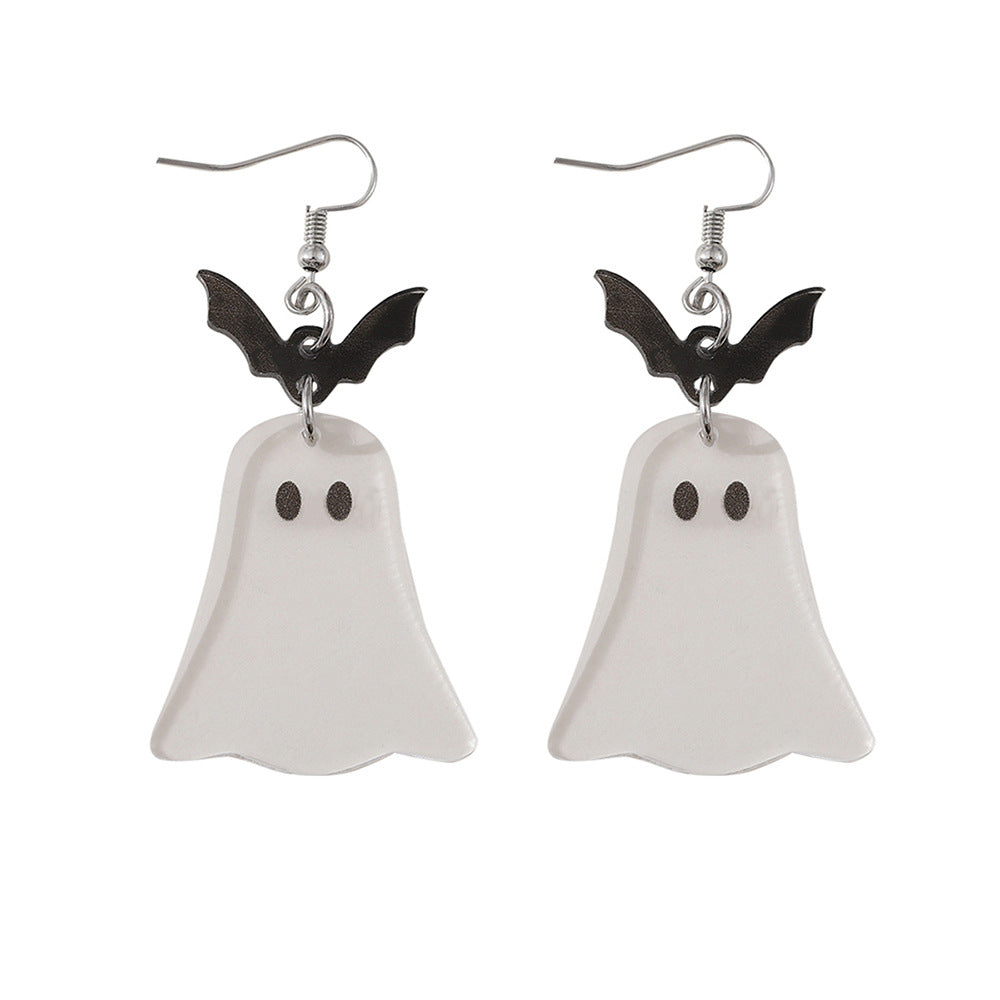 Wholesale  Halloween Bat Ghost Splicing Pendant Earrings Acrylic Double-Sided Earrings Halloween Earrings