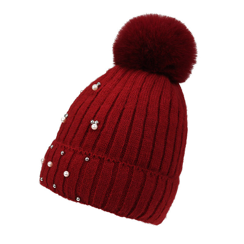 Wholesale Plush and Thick Insulation Knitted Hats with Diamond Wool Hats