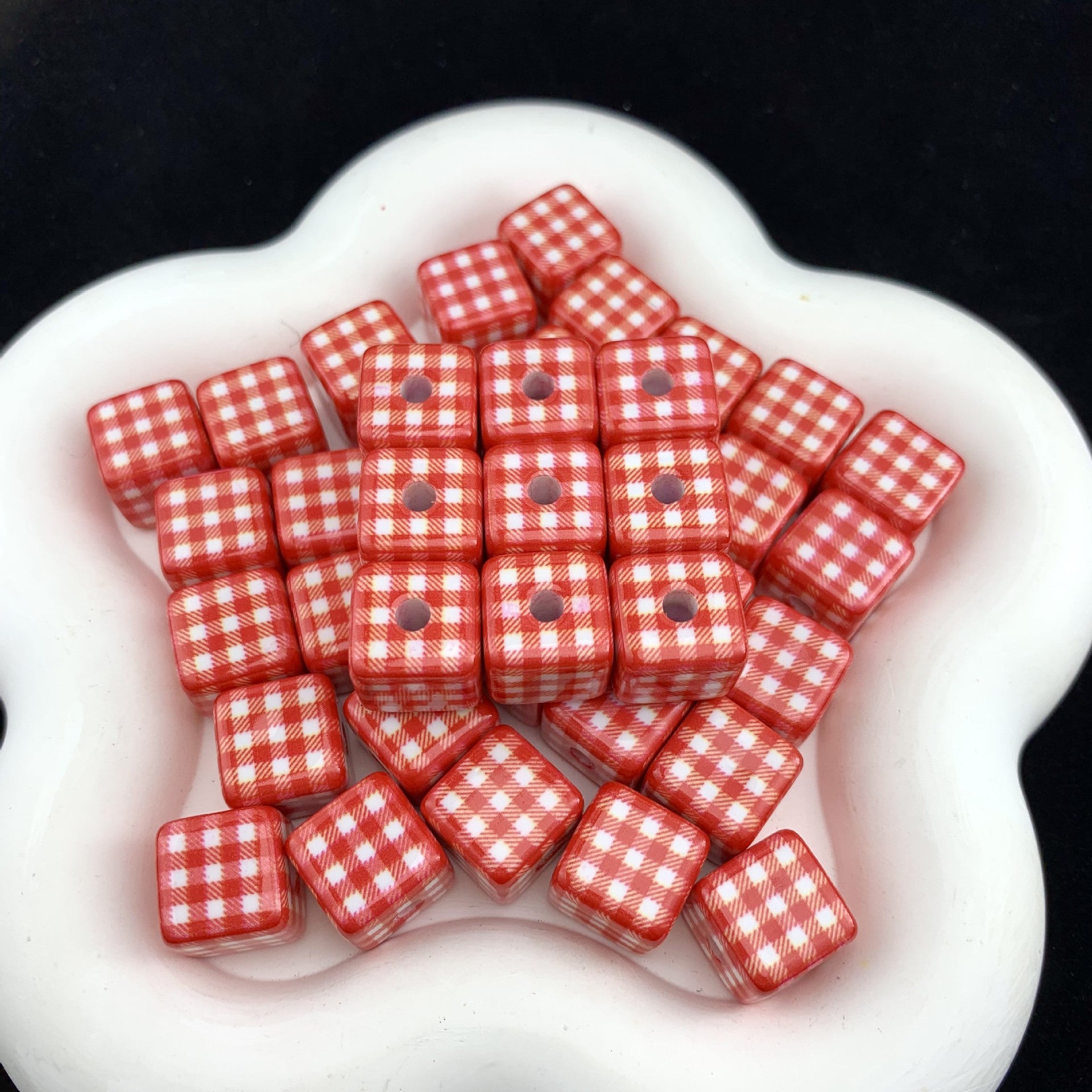 Wholesale 10pcs Acrylic grid square bead  Acrylic Beads