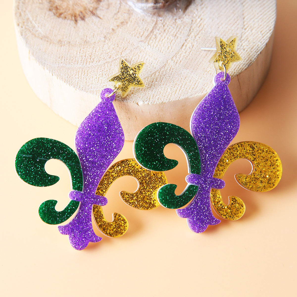 Wholesale Exaggerated three-color carnival lobster clown hat mask earrings