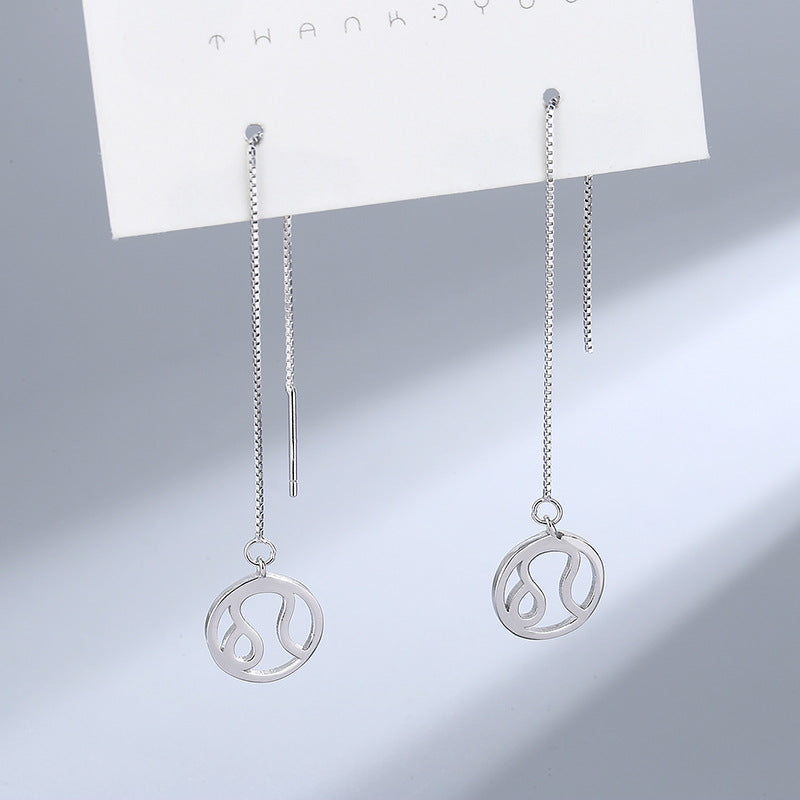 Wholesale S925 Sterling Silver Long Ear Line Twelve Constellation Valentine's Day Gift Tassel Earrings 925 Spring Earrings