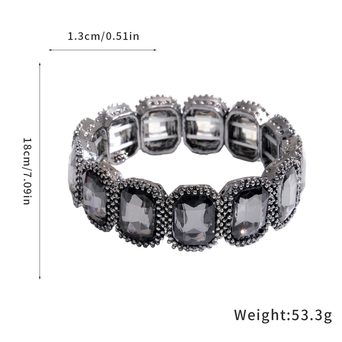 Wholesale Unisex Rhinestone Oval Stretch Bracelet Gold Colorful Fashion Jewelry Accessory Gift