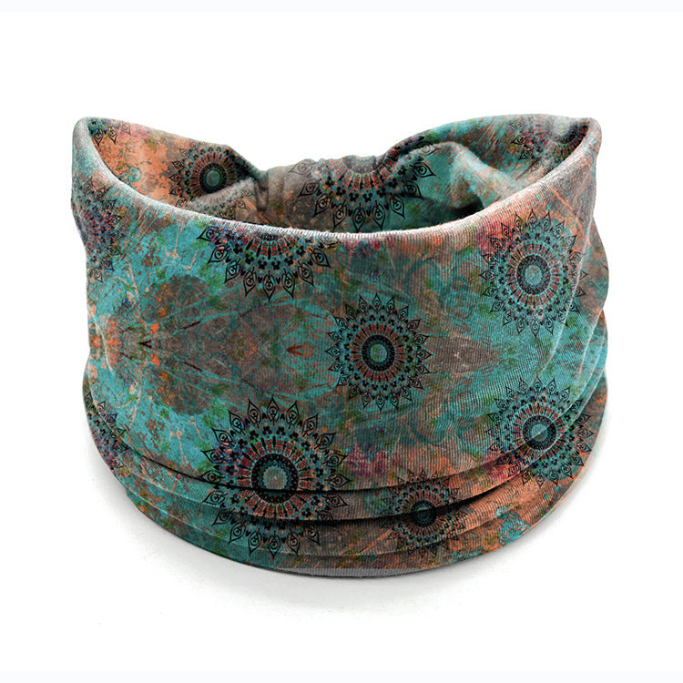 Wholesale Bohemian Personality Mandala Flower Elastic Sweat-absorbent Wide Brim Headband
