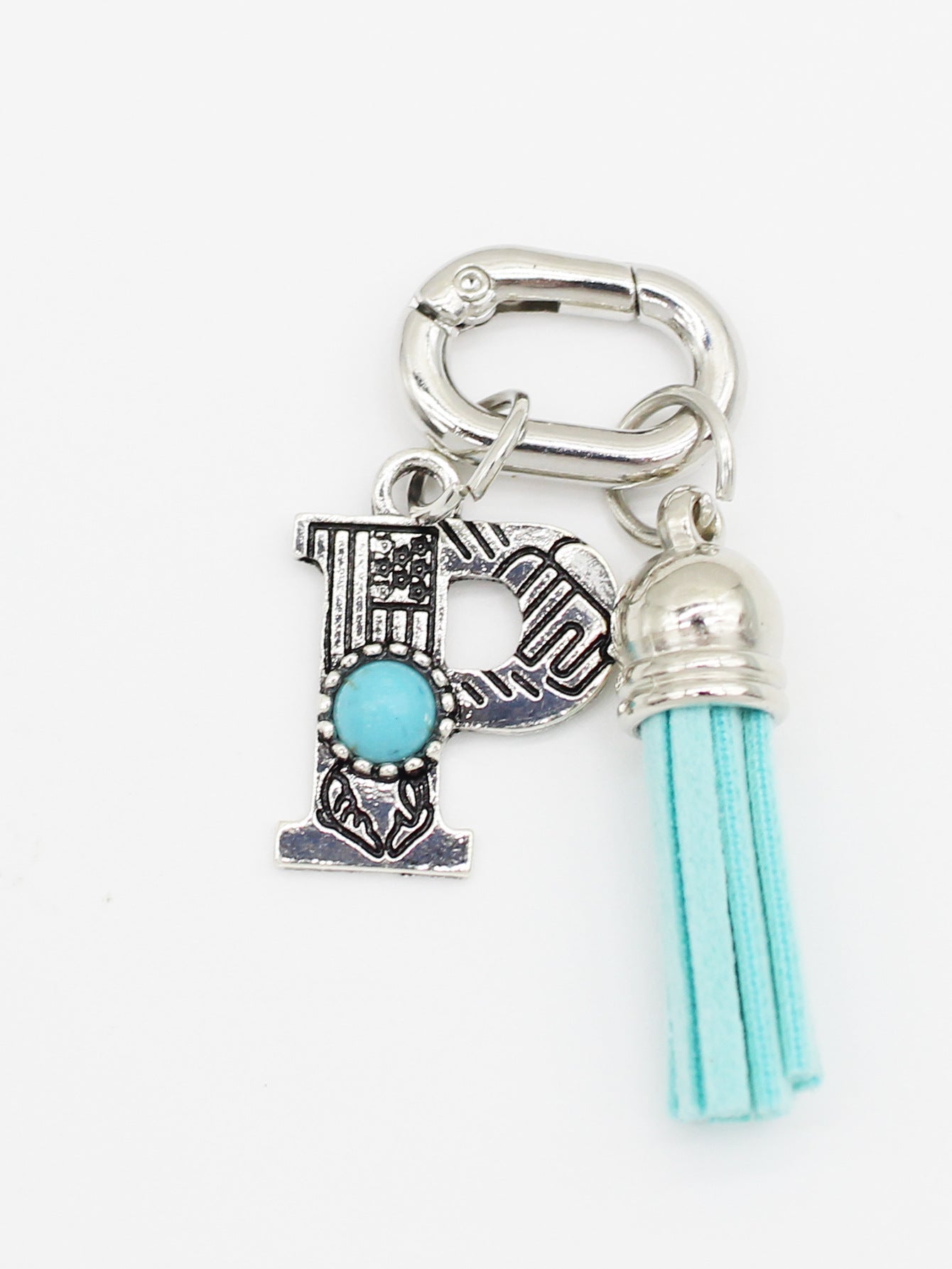 Wholesale ethnic style turquoise 26 letter tassel pendant