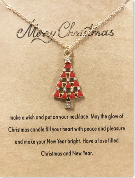 Wholesale Christmas Tree Pendant Card Necklace Clavicle Chain