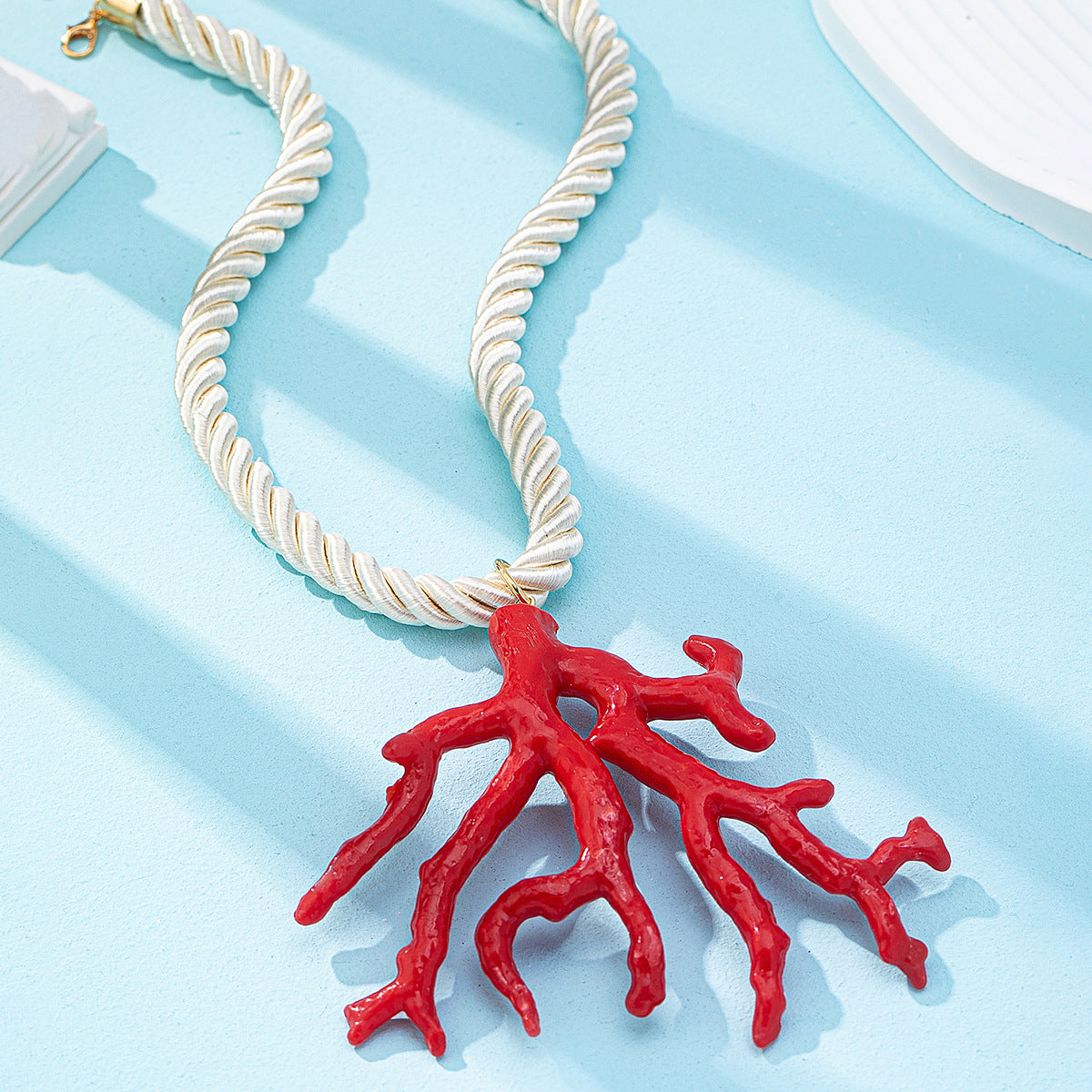 Wholesale Red Coral Shell Conch Pendant Necklace