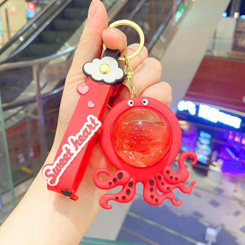 Llavero y llavero de botella de pulpo y botella de pulpo de PVC