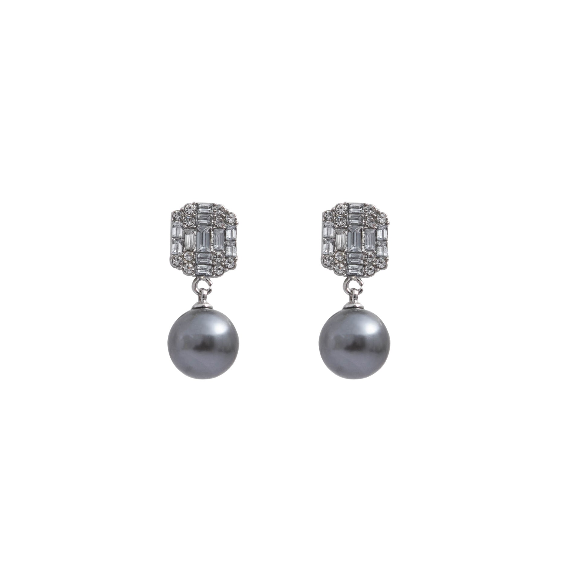 Wholesale Geometric Square Diamond Inlaid Pearl Alloy Earrings