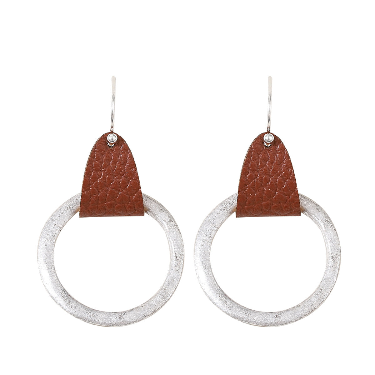 Wholesale Bohemian Sand Silver Leather Earrings All-match Ear Jewelry