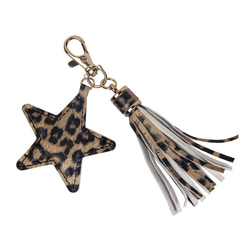 Wholesale Five-pointed Star Tassel Leather Keychain