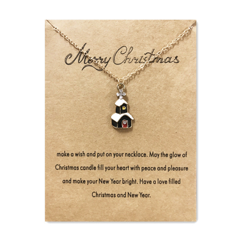 Wholesale Christmas Tree Pendant Card Necklace Clavicle Chain