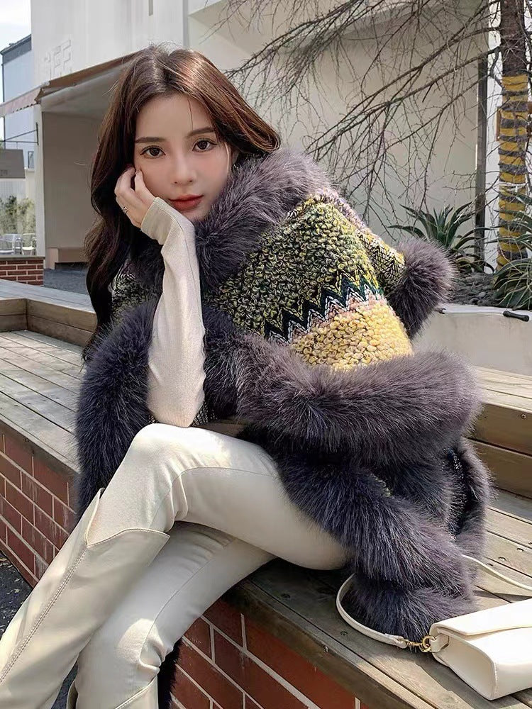 Wholesale Ethnic Style Loose Oversized Contrasting Irregular Cape Scarf