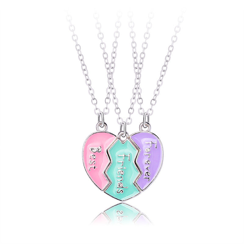 Wholesale love necklace good friend three-person necklace set
