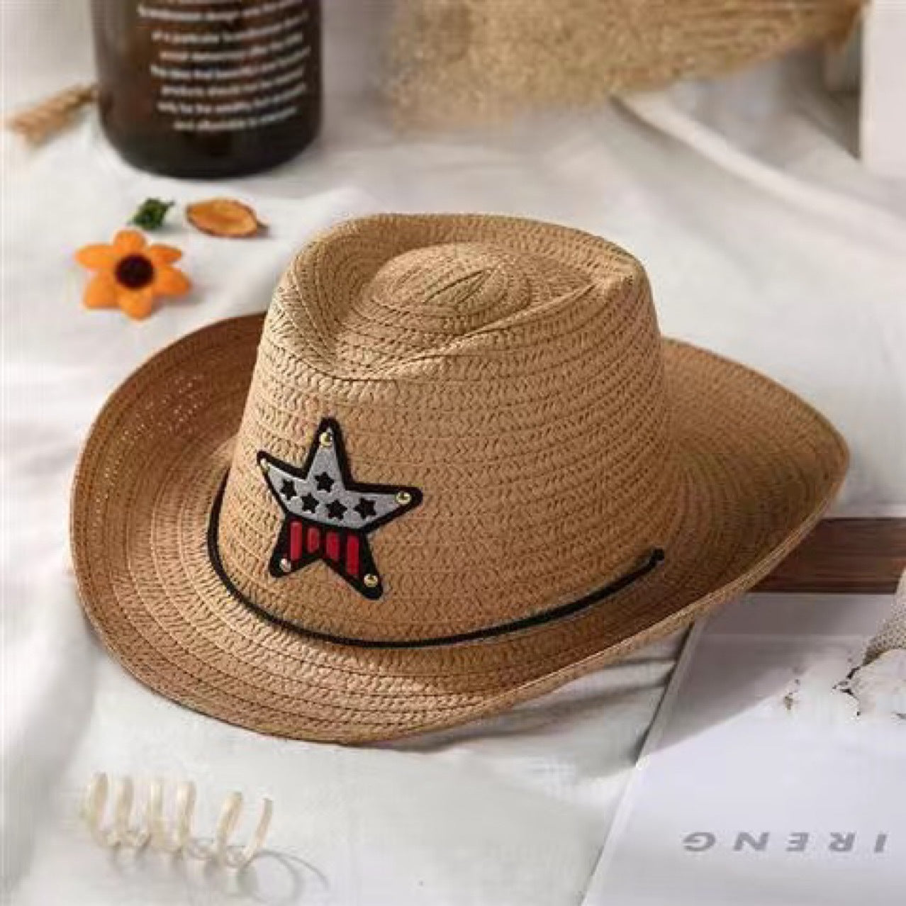 Wholesale of Western Cowboy Children's Sunshade Tencel Straw Hat