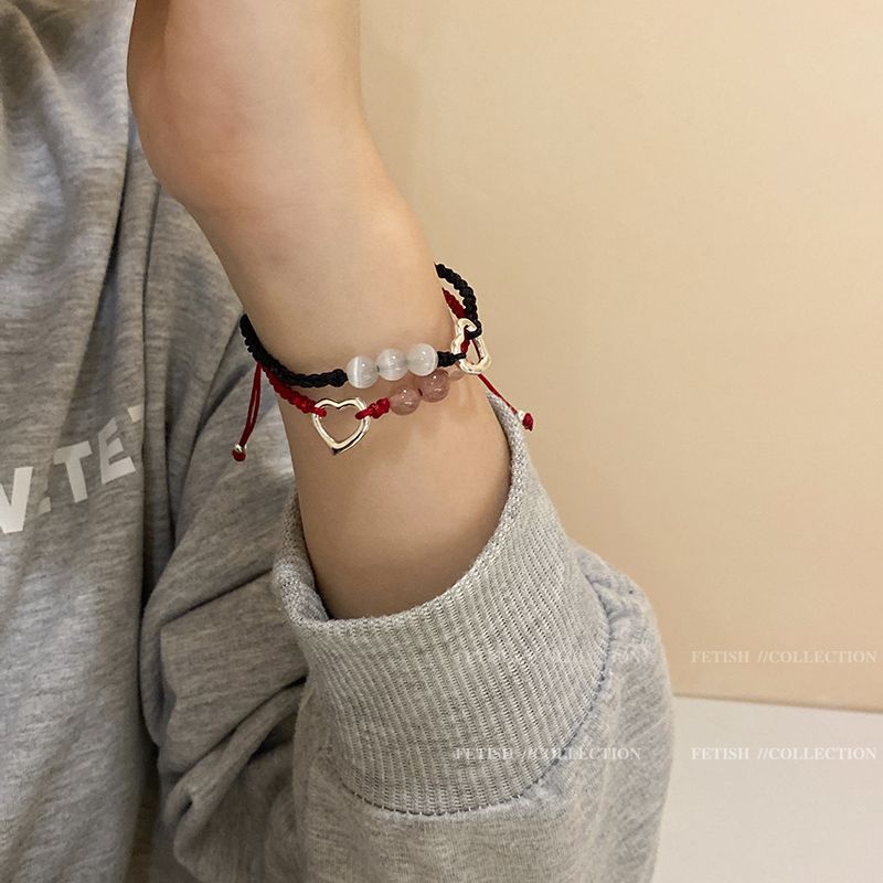 Wholesale Strawberry Love Red Rope Weaving Valentine' s Day Bracelet
