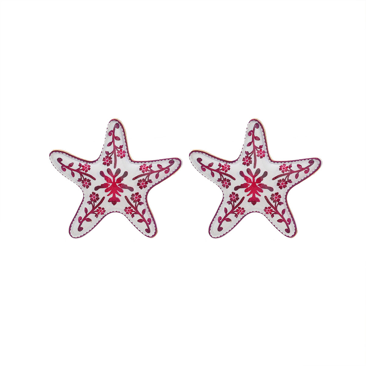 Wholesale Starfish luxury design flower print earrings